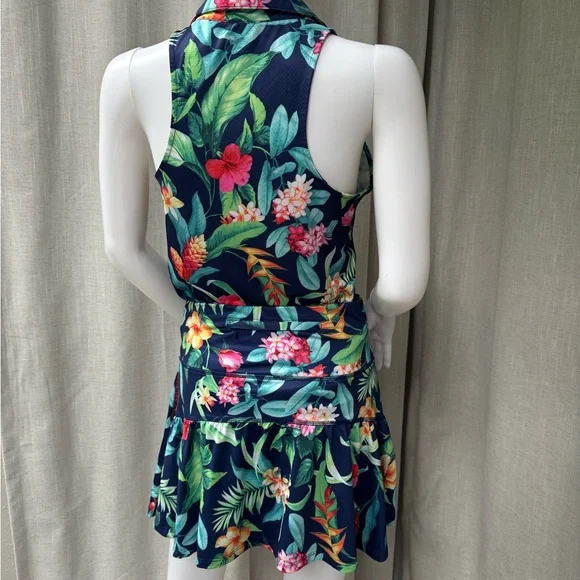 Gottex Hawaiian print golf tennis top (Medium)  and skort (Small) set - Picture 2 of 6